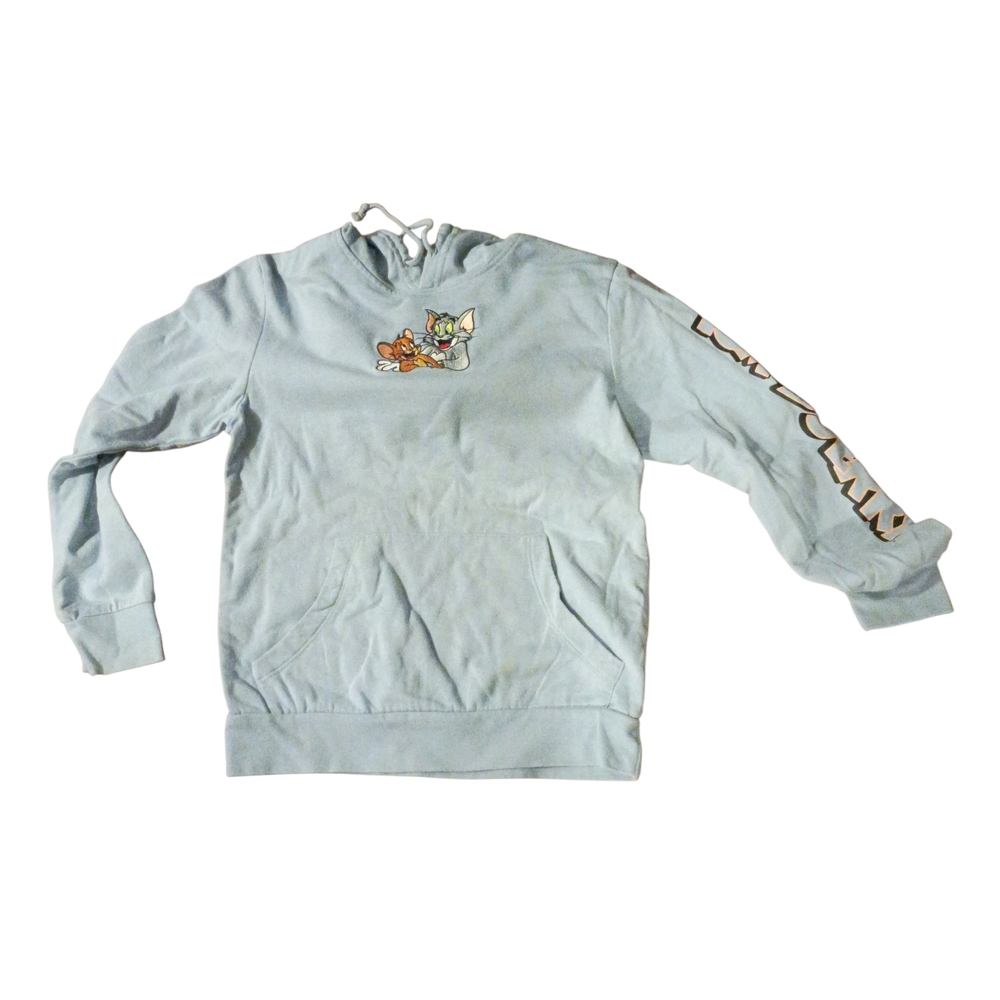 Light Blue Pullover "TOM AND JERRY" GRAPHIC Hoodie SIZE S